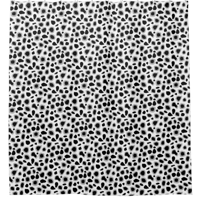 Cortina De Ducha Estampado leopardo, blanco y negro (Anverso)
