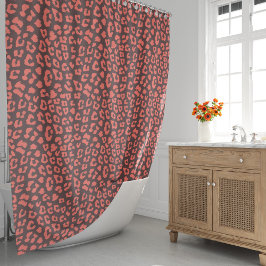 Cortina De Ducha Estampado Leopardo Marrón Coral