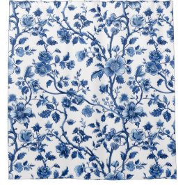 Cortina De Ducha Estética del Cottagecore del jardín azul