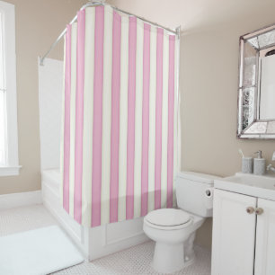 Cortina De Ducha Estilo de cabaña de rayas rosadas victorianas cl