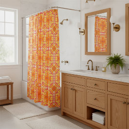 Cortina De Ducha Estilo de cruz geométrica naranja