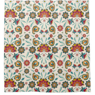 Cortina De Ducha Estilo floral del indonesio de Boho del batik