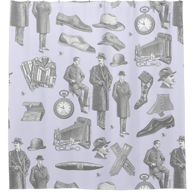 Cortina De Ducha estilo masculino victoriano ropa de hombre antigua (Anverso)