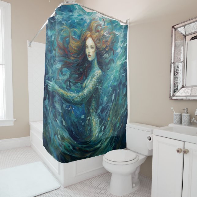 Cortina de ducha estilo Mermaid Van Gogh (In situ)