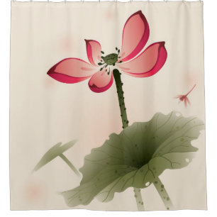 Cortina De Ducha Estilo oriental Lotus