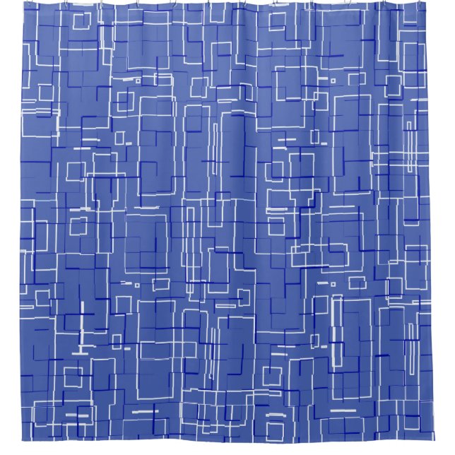 Cortina De Ducha Estilo Patrón Azul (Anverso)