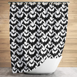 Cortina De Ducha Estilo Patrón de Murciélagos Goth Negro y Blanco
