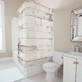 Cortina De Ducha Estilo Shabby Chic Marfil Blanco Desgastado Granja