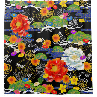 Cortina De Ducha Estilo yuzen japonés