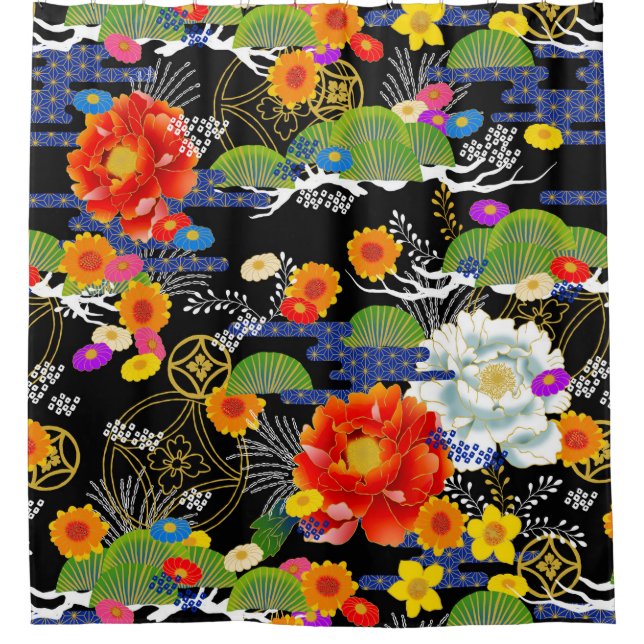 Cortina De Ducha Estilo yuzen japonés (Anverso)