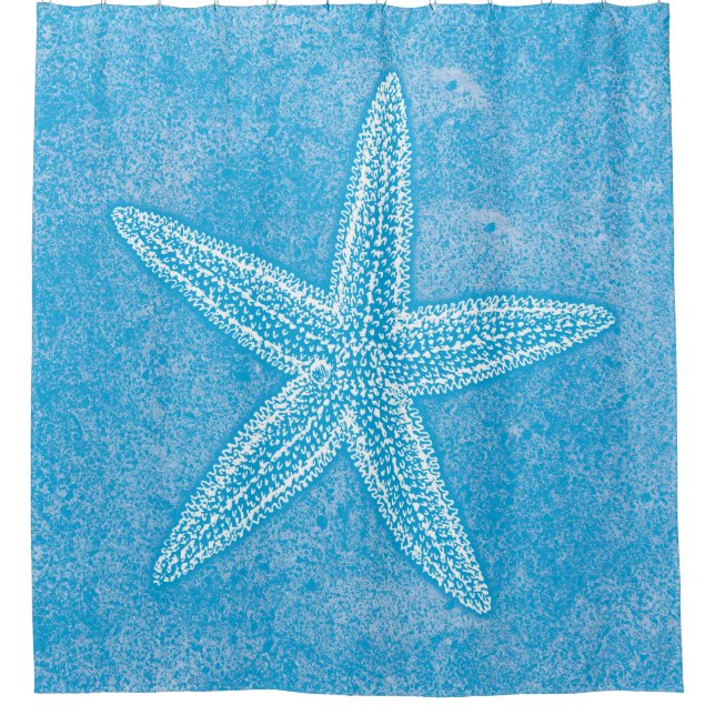 Cortina De Ducha Estrella de mar Aqua Azul (Anverso)