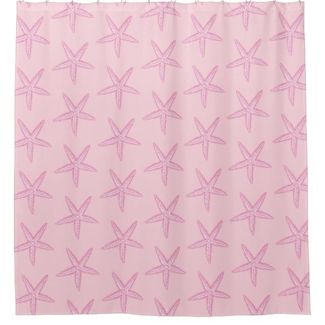 Cortina De Ducha Estrella de mar rosa (Anverso)