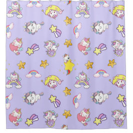 Cortina De Ducha Estrella del arco iris de Unicornio enciende tema