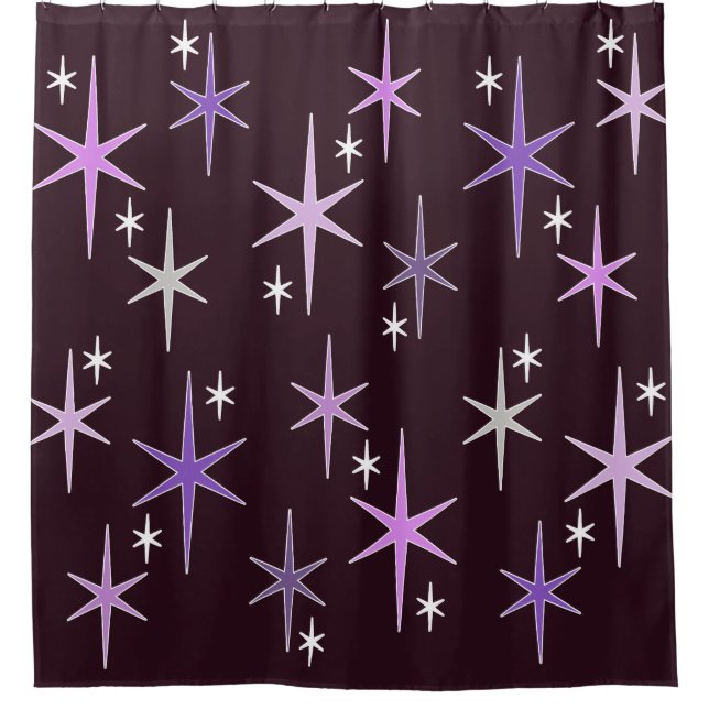 Cortina De Ducha Estrella moderna de Mid Century Sky Purple (Anverso)