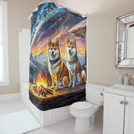 Cortina De Ducha Estrella Shiba Inu Gazing 02 Diseño de Rich AMeN G