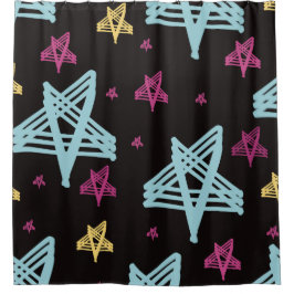 Cortina De Ducha Estrellas balanceándose Rosa Azul Negro 