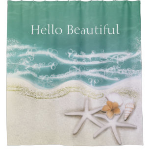 Cortina De Ducha Estrellas de mar en la playa agua de mar teñida de