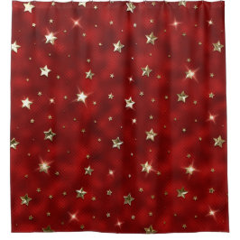 Cortina De Ducha Estrellas de Navidad de metal falso rojo y dorado 