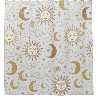 Cortina De Ducha Estrellas retro de vieja escuela y diseño de const