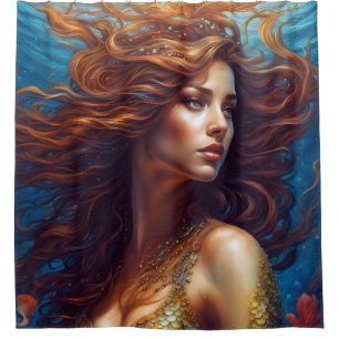 Cortina De Ducha Ethereal Arte de Sirenas Imprimir Fantasía Mar Sub