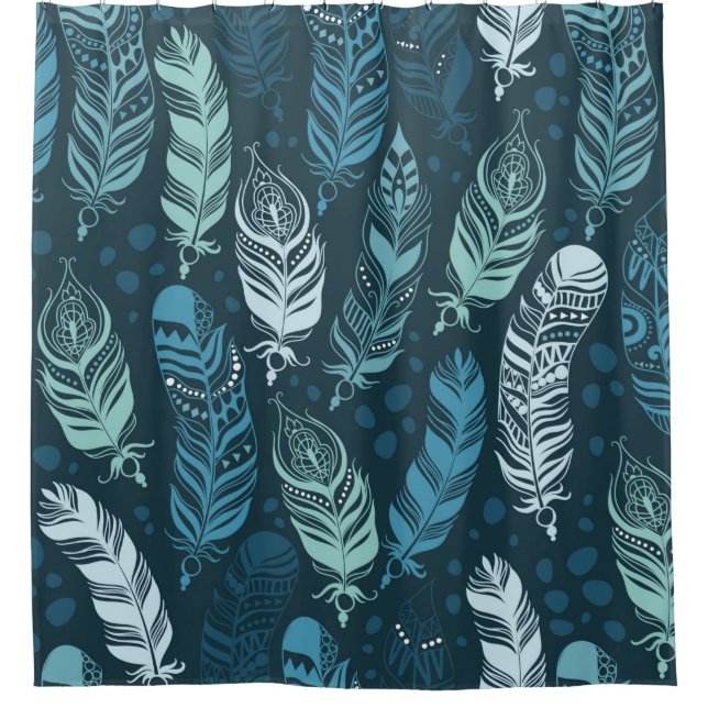 Cortina De Ducha Ethnic feathers seamless pattern (Anverso)