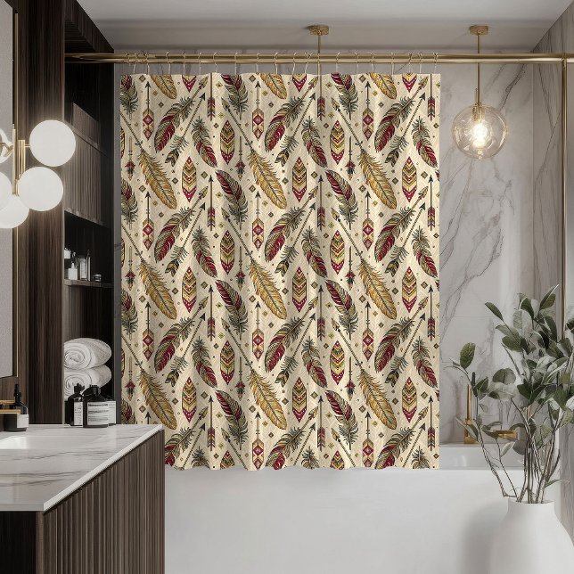 Cortina De Ducha Ethnic Tribal Curtain Arrows and Feathers Design (Ethnic Tribal Curtain Arrows and Feathers Design)