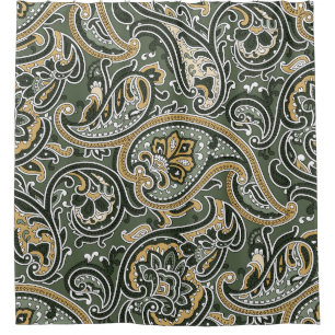 Cortina De Ducha Étnica Paisley Oriental, Vintage Seamless.