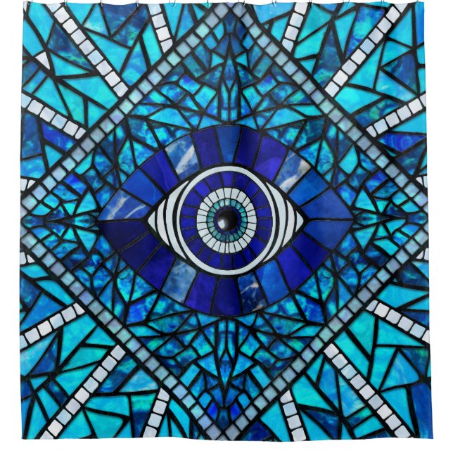 Cortina De Ducha Evil Eye Amulet Mosaic Art (Anverso)