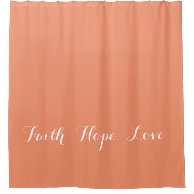 Cortina De Ducha Faith Hope Love Coral Peach Shower Curtain (Anverso)