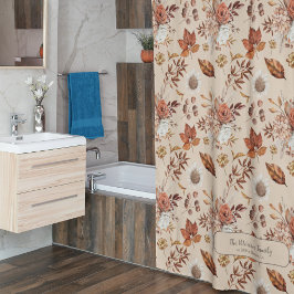 Cortina De Ducha Fall floral elegante retro nombre familiar persona