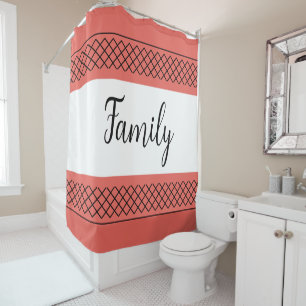 Cortina De Ducha Familia Coral y Blanco