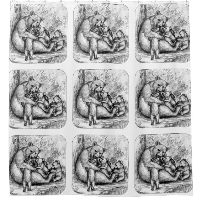 Cortina De Ducha Familia De Oso (Anverso)