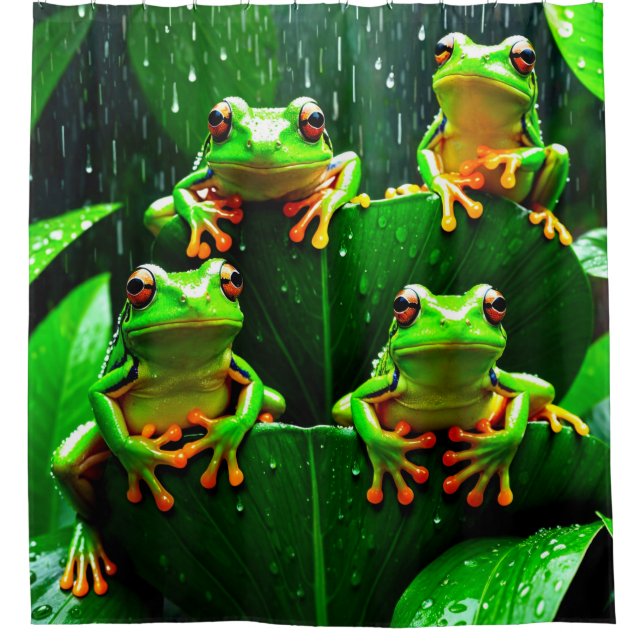 Cortina De Ducha Familia de ranas 9 (Anverso)