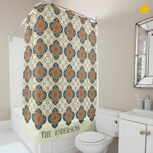 Cortina De Ducha Family Name Spanish Tiles Flower Pattern Azulejos  (Subido por el creador)