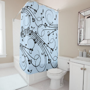Cortina De Ducha Fancy Music Notes Blue