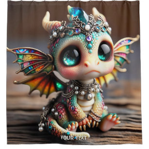Cortina De Ducha Fantasía Cute Baby Dragon Glass