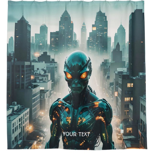 Cortina De Ducha Fantasía Cute Cyborg (Anverso)