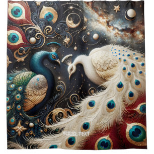 Cortina De Ducha Fantasía Cute Peacocks Feminios Crescent Fethers