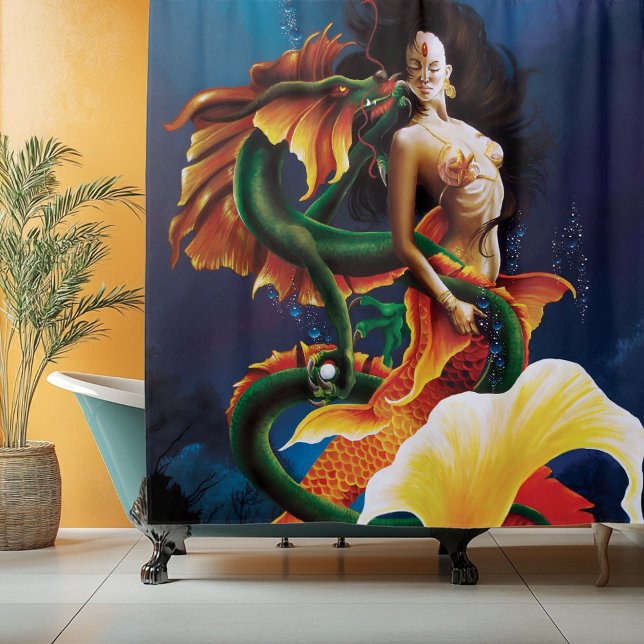 Cortina De Ducha Fantasía de Mermaid Koi Dragon (Subido por el creador)