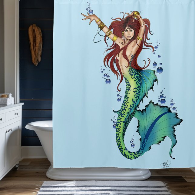 Cortina De Ducha Fantasía Mermaid cola Verde azulada (Subido por el creador)