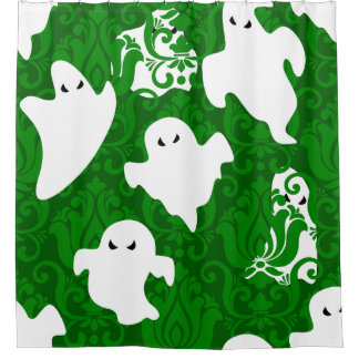 Cortina De Ducha fantasma de damasco verde halloween aparición para
