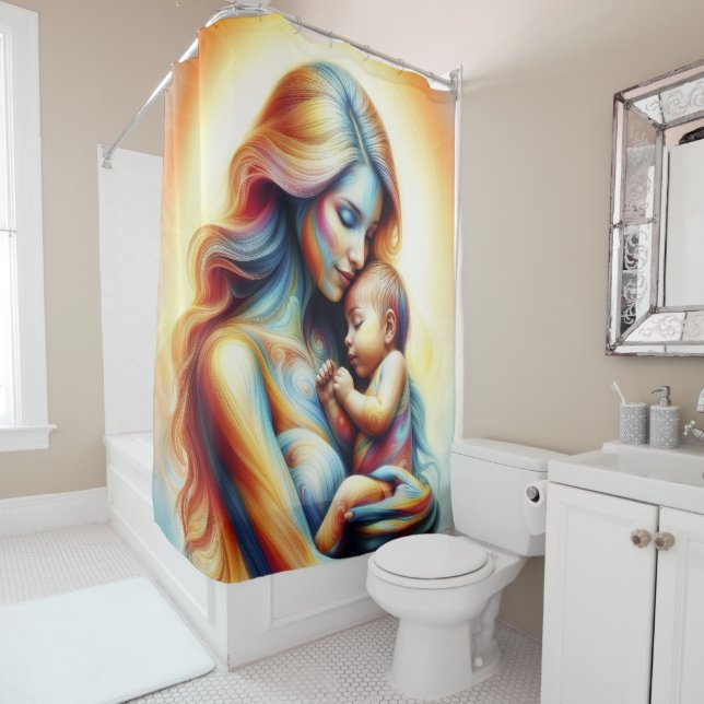 Cortina De Ducha Fantasma de lazos maternales de ensueño madre bebé (In situ)