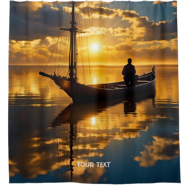 Cortina De Ducha Fantasy Cute Bote Sunset Sea (Anverso)