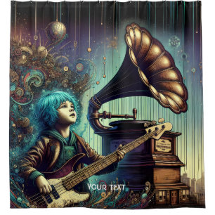 Cortina De Ducha Fantasy Cute Chica Music Guitar