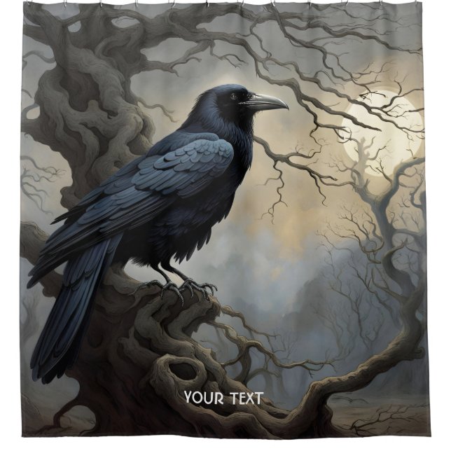 Cortina De Ducha Fantasy Cute Crow Tree Darkness (Anverso)