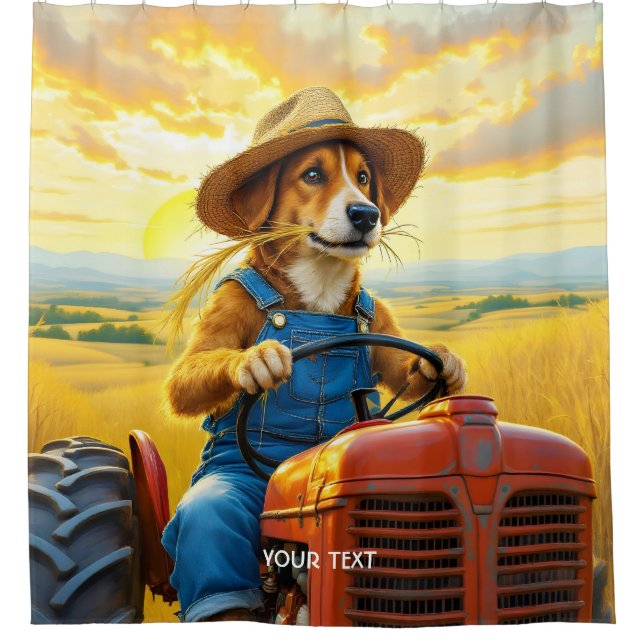 Cortina De Ducha Fantasy Cute Dog Tractor Straw (Anverso)