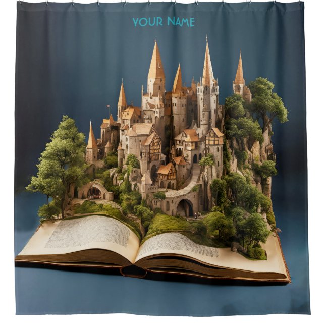 Cortina De Ducha Fantasy Cute Fairytale Town Book (Anverso)