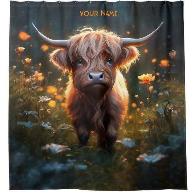 Cortina De Ducha Fantasy Cute Highland Baby Cow (Anverso)