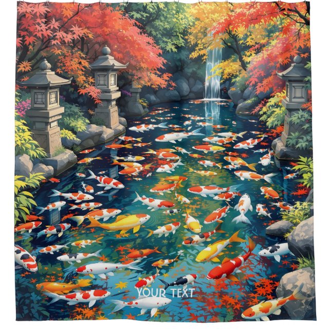 Cortina De Ducha Fantasy Cute Koi Fish Pond (Anverso)