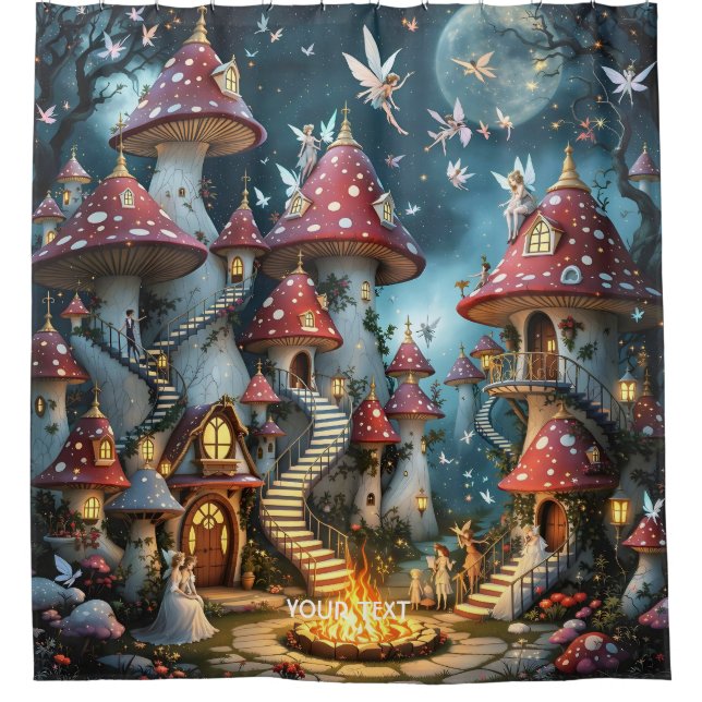 Cortina De Ducha Fantasy Cute Mushroom Forest Realm (Anverso)
